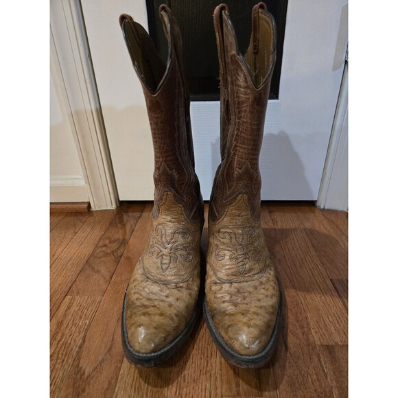 MENS BLACK JACK COWBOY OSTRICH SKIN BROWN BOOTS SIZE 9.5 main image 5